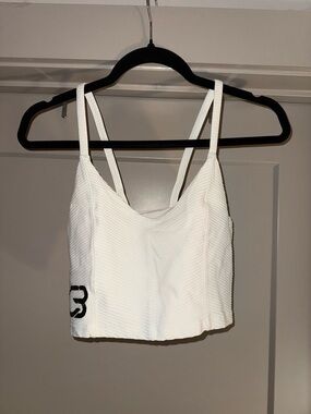 Cycle Bar White Ribbed Cropped Tank Top